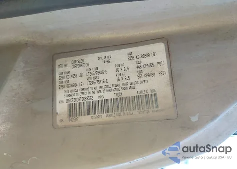 1996 Dodge Ram 2500 z USA, uszkodzony, nr VIN 1B7KF26C6TS689572